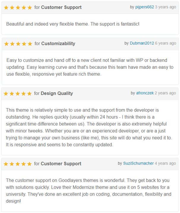 Modernize wordpress theme review